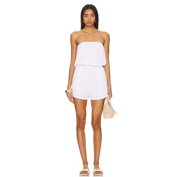 Seafolly Crinkle Playsuit in White Women’s Large Gauze Strapless Elastic Waist - Picture 3 of 14